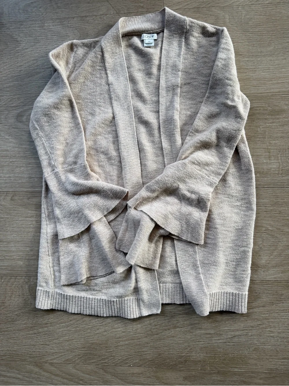 J. Crew Lightweight Open-Front Cardigan in Light Beige